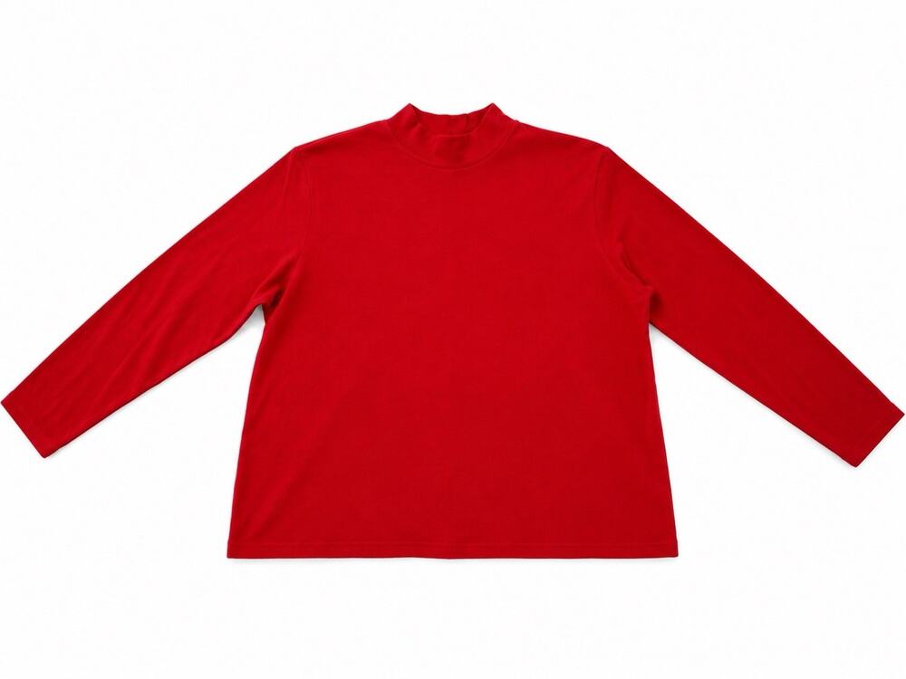 Westbound Women’s Large Red Mock Neck Long Sleeve 100% Cotton Top L